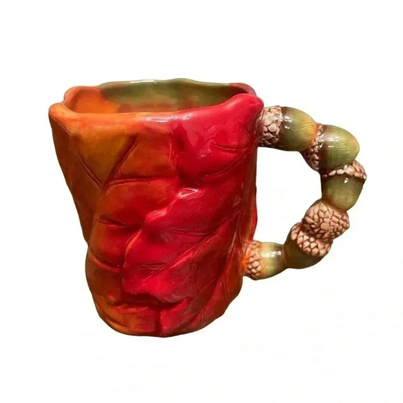 Fall Leaves Acorn Harvest 12oz Coffee Tea Mug Cottagecore Cabincore Fall Decore - Picture 1 of 11